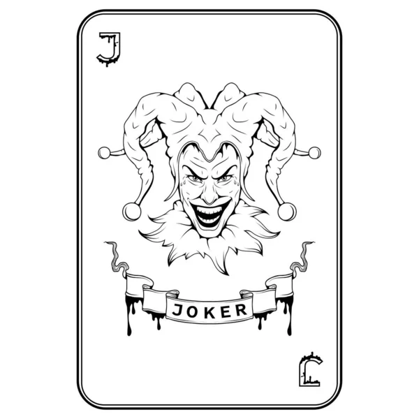 Joker Playing Card Vector Jolly Joker Face — Stock Vector