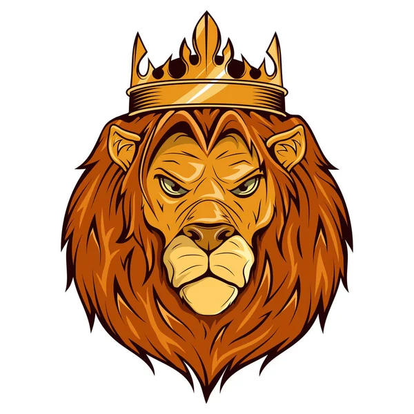 Злой Королевский Лев Векторная Иллюстрация Дикого Животного Злой Лев Короной — стоковый вектор