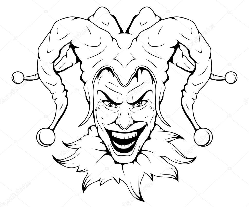 Joker face. Vector of Jolly Joker. Joker playing card
