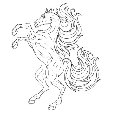 Creative fire Horse, vector illustration sketch of a animal, heraldic elements for your design, horse racing, horses head clipart