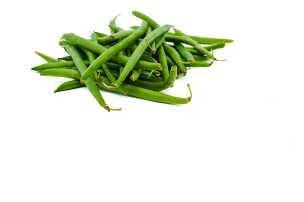 Fresh Green Beans Isolated White Background Copy Space — Stock Photo, Image