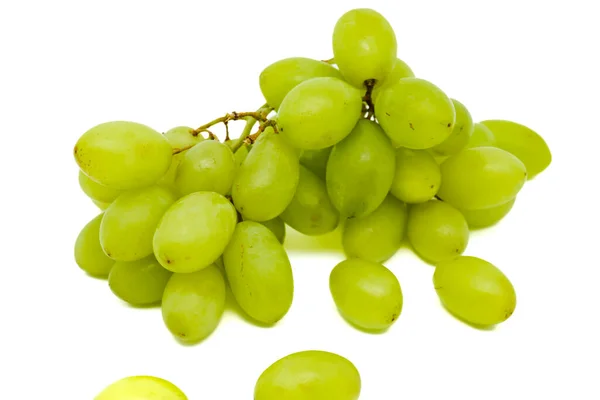 Całe Dojrzałe Zielone Winogrona Izolowane Białym Tle Widok Bliska — Zdjęcie stockowe