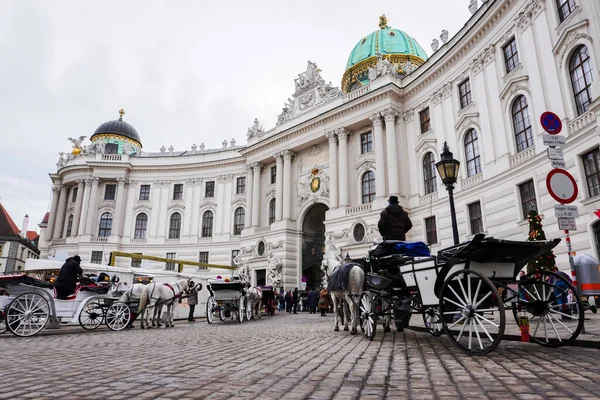 Parking Dla Powozów Konnych Przed Pałacem Hofburg — Zdjęcie stockowe