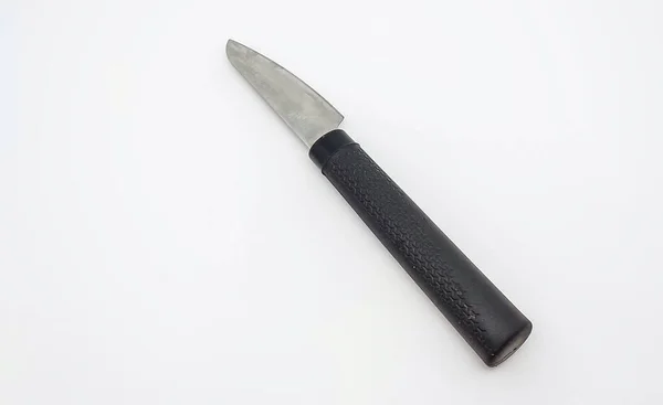 Cuchillo Pequeño Descortezado Usado Aislado Sobre Fondo Blanco — Foto de Stock