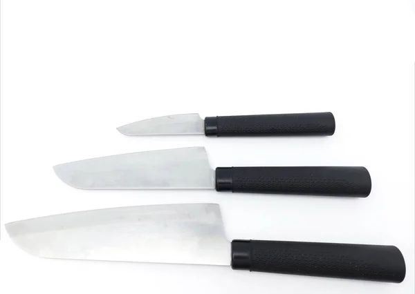 Комплект Кухонных Ножей Изолированных Белом Фоне — стоковое фото