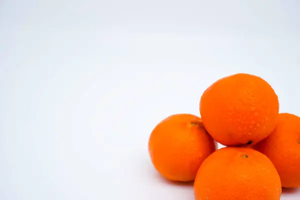 Fresh Ripe Whole Oranges Isolated White Background Copy Space Close — Stock Photo, Image