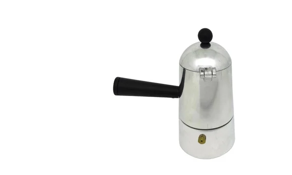 Moka Pot Talyan Kahve Makinesi Beyaz Arka Planda Fotokopi Alanı — Stok fotoğraf