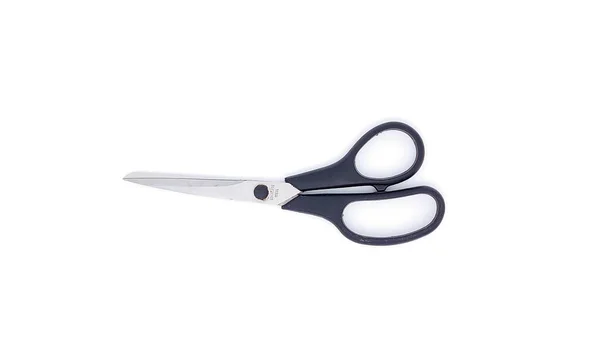 Used Scissors Black Handle Isolated White Background Copy Space Top — Stock Photo, Image