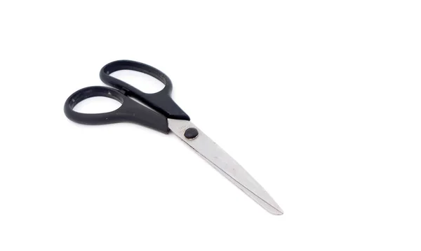 Używane Nożyczki Czarnym Uchwytem Izolowane Białym Tle Przestrzenią Kopiowania — Zdjęcie stockowe