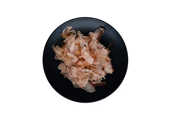Традиційна Японська Їжа Кацуобуші Або Сушені Боніто Пластівці Чорній Пластині — стокове фото
