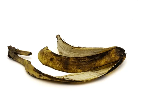 Casca Banana Isolada Fundo Branco Com Espaço Cópia — Fotografia de Stock