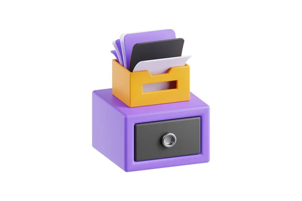 整理された文書保存のためのファイルキャビネットの3Dイラスト — ストック写真