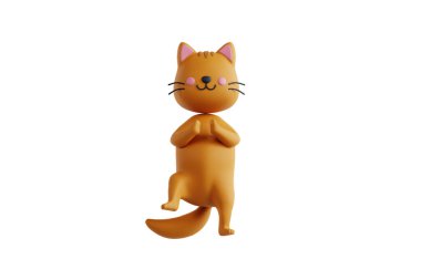 Serene 3D kedi simgesi yükseltilmiş bir platforma tünemiş