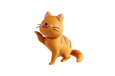 Sevinç ve neşe saçan 3 boyutlu kedi simgesi