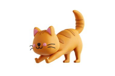 Uzuvlarını geren üç boyutlu kedi simgesi