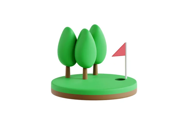 Illustration Golf Course Serene Forest — Stock Photo, Image