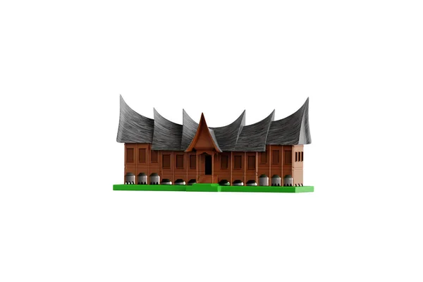 Rumah Gadang的3D渲染说明 — 图库照片