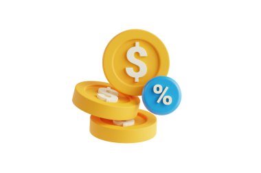 Dolar madeni para indiriminin 3 boyutlu illüstrasyonu