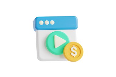 Video tarayıcı parasının 3 boyutlu illüstrasyonu