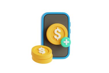 Para transferinin 3 boyutlu illüstrasyonu