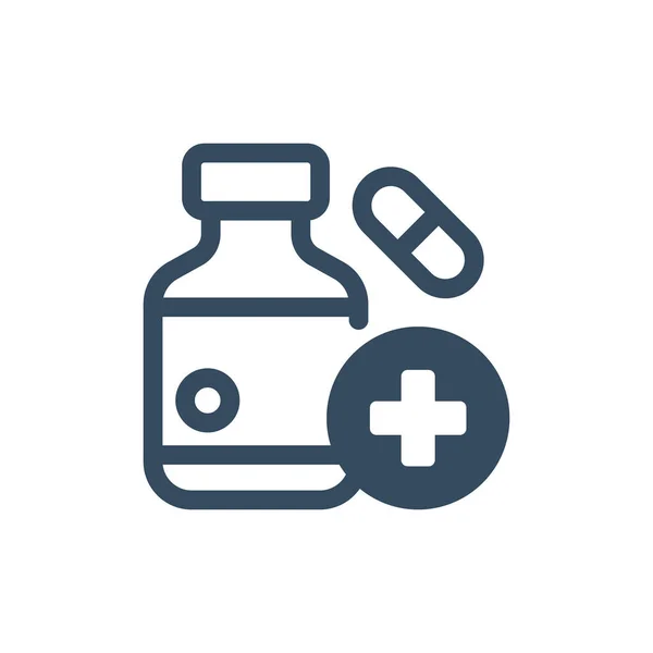 药物或带有瓶子向量图标的药物 — 图库矢量图片