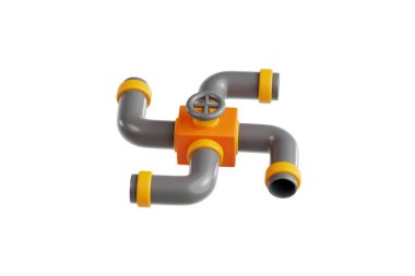 Su ve diğer sıvıları bir sistemde taşımak için kullanılan bir boru, bir tesisat bileşeni üç boyutlu illüstrasyon