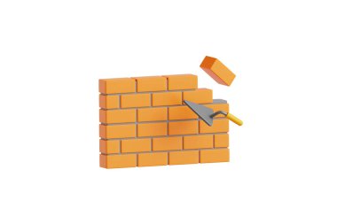 Yapısal destek ve muhafaza sağlayan ortak bir yapı elemanı olan tuğla duvarın 3B çizimi