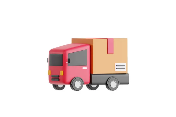 トラックとの輸送と配送の3Dイラスト — ストック写真