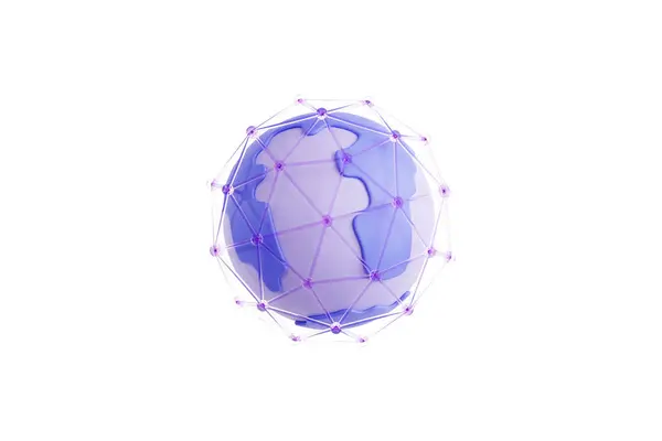 メタバースネットワーク内でグローバルに接続する3Dイラスト — ストック写真