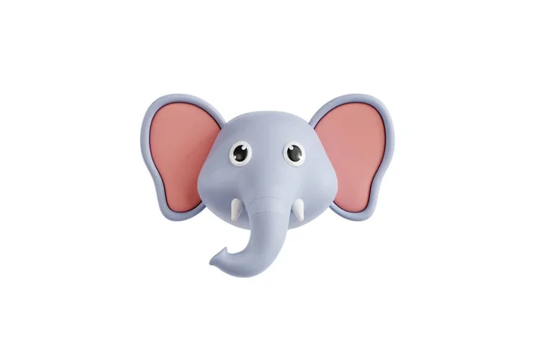 3D大象头像图标 — 图库照片