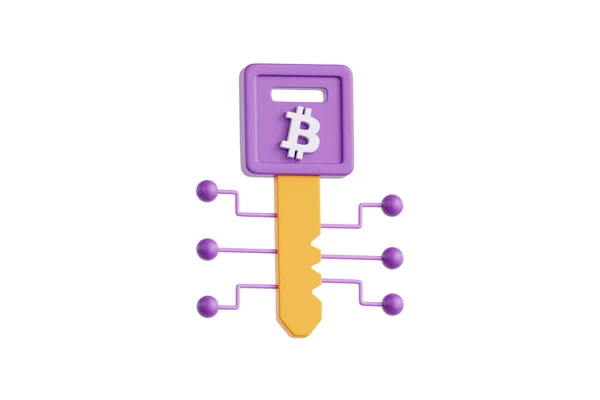 Ilustração Chave Bitcoin — Fotografia de Stock