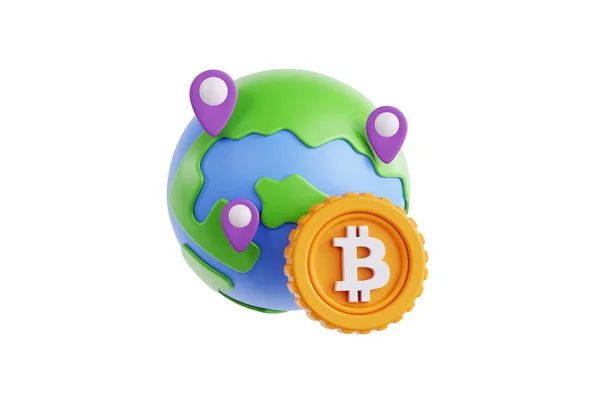 Illustration Monde Bitcoin — Photo