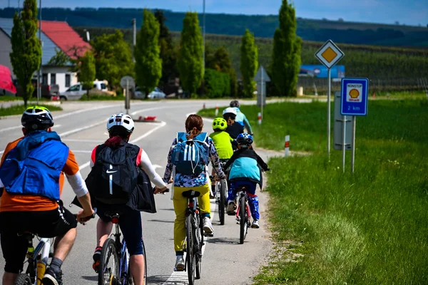 stock image Czech Republic, Brno, 2023/05/07 - the group of bicycles on road in the countryside