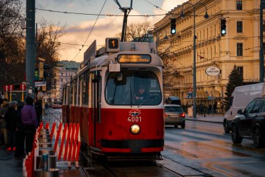 Avusturya, Viyana, 2023 / 12 / 15, Prag, Çek Cumhuriyeti tramvayı