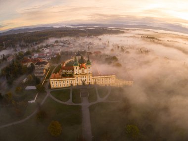 Çekoslovakya 'nın eski Olomouc kentinin hava manzarası