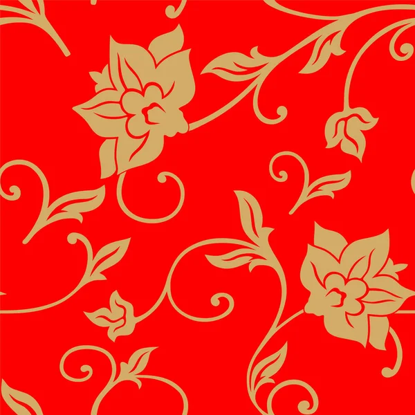 Kusursuz kırmızı ve altın çiçekli desen