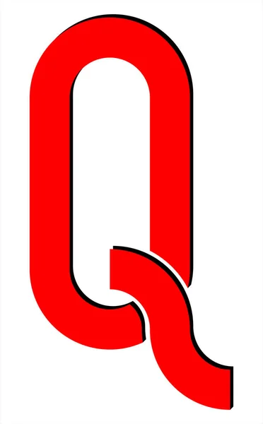 白色背景上的红色3D大写字母Q模板 — 图库矢量图片