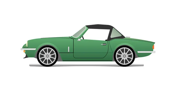 Beyaz Arkaplan Üzerinde Yeşil Cabriolet — Stok Vektör