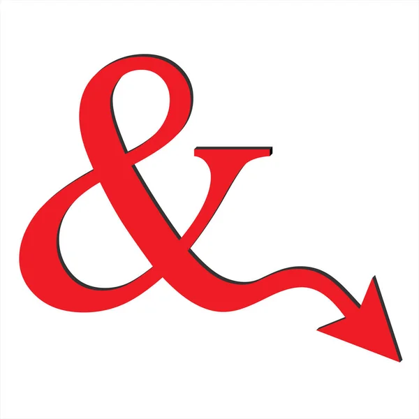 Piros Ampersand Aláírás Nyíllal — Stock Vector