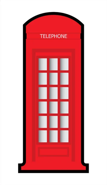 Červená Telefonní Budka Izolované Bílém Pozadí — Stockový vektor