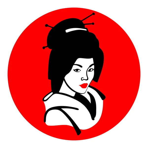Geisha Japanese Flag Background — Stock Vector