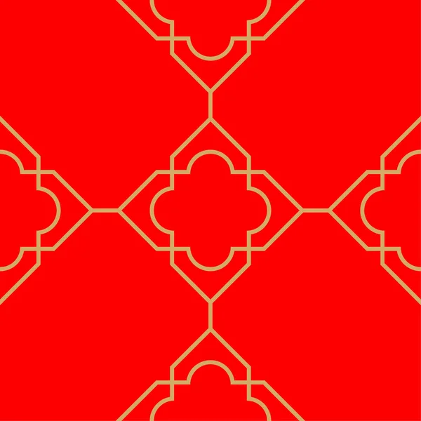 Seamless Geometric Pattern Gold Red — Stock Vector