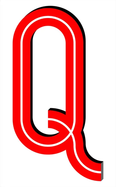 白色背景上的红色3D大写字母Q模板 — 图库矢量图片