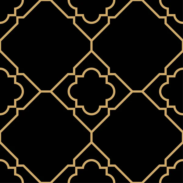 Siyah arkaplan üzerinde altınla kusursuz geometrik desen