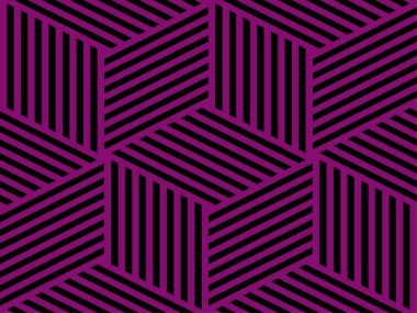 Mor ve siyah üç boyutlu soyut geometrik model. Kusursuz desen