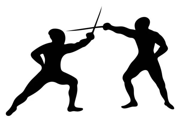 Silhouettes Fencers Action — Stock Vector