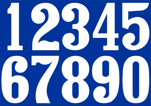 Белые Числа Нуля Девяти Над Голубой Поверхностью — стоковый вектор