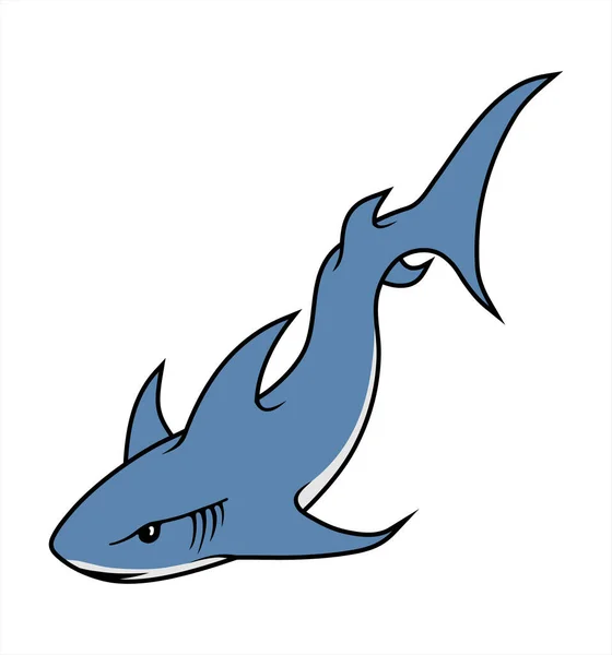 Blauwe Haai Illustratie Witte Achtergrond — Stockvector