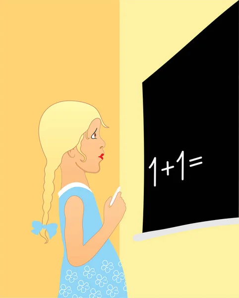 Дівчина Класі Математики — стоковий вектор