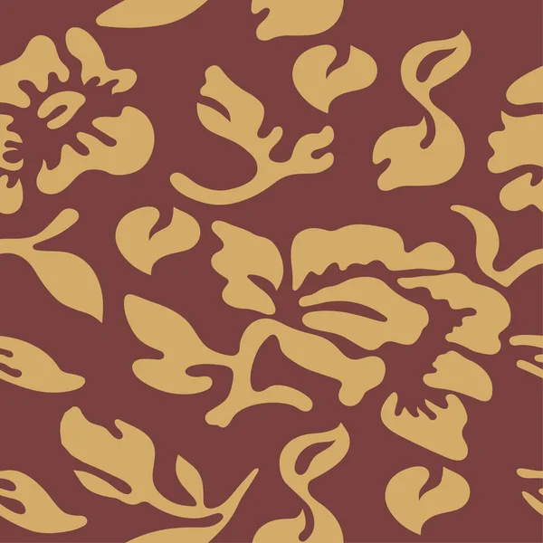 Золотисто Коричневый Бесшовный Цветочный Узор — стоковый вектор